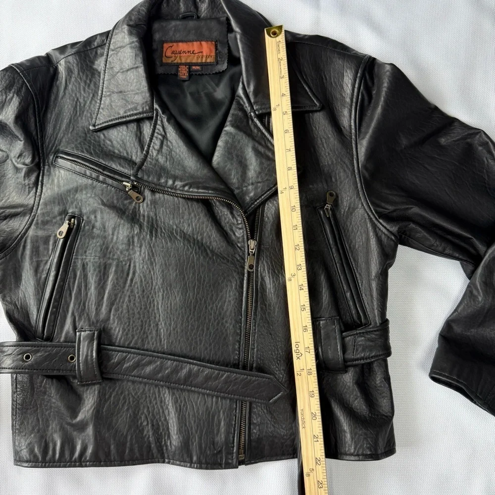 Cayenne Leather Buttery soft vintage leather moto jacket with belt size M